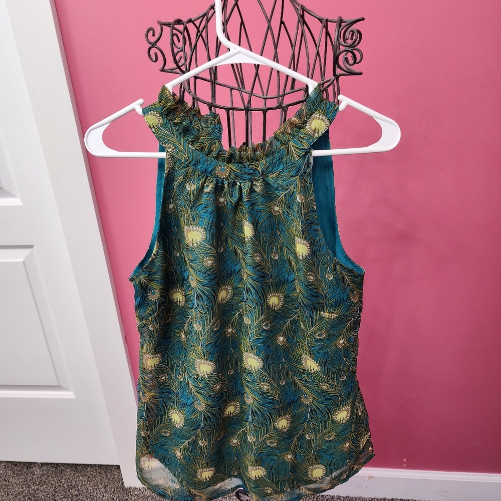 Peacock print halter top